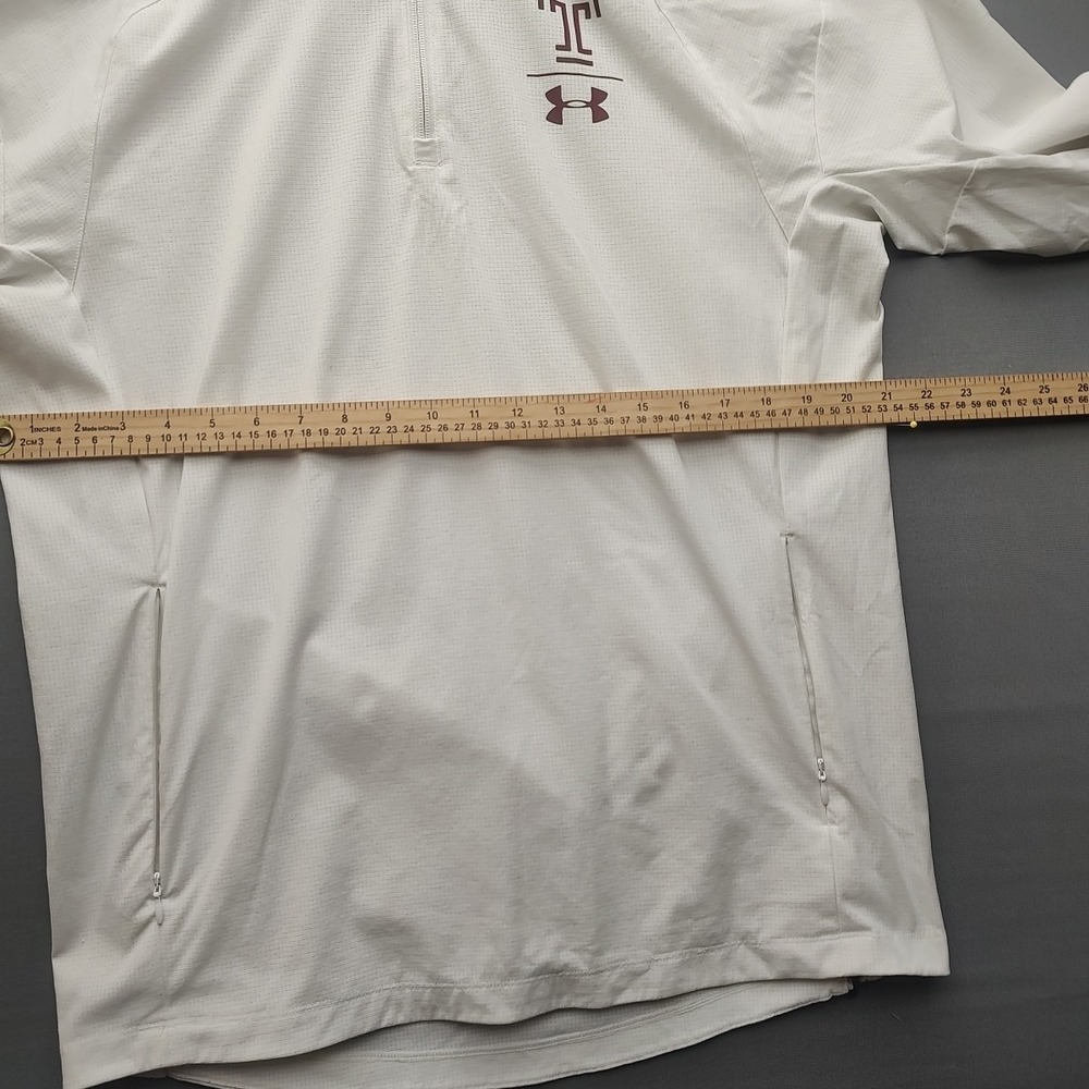 Temple Owl Under Armor Men's‎ Pullover White 1/4 Zip Long Sleeve Size Medium - Picture 12 of 16